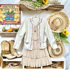 Farmhouse prairie vibe vintage floral embroidered boho vintage cardigan sweater